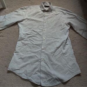 Bar III Men's White Red Blue Micro Striped Dress Shirt Long Sleeve Extra Slim S